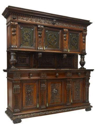 Appraisal: Italian Renaissance Revival sideboard early th c two-tiered walnut case