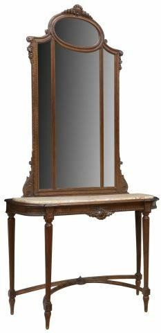 Appraisal: French Louis XVI style mahogany console table and mirror early