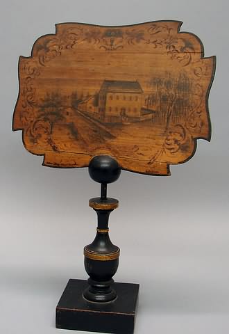 Appraisal: Painted tray-form screen with rendering of school and surroundings inscribed