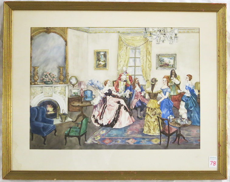 Appraisal: OLIVE MALSTROM CARL WATERCOLOR ON PAPER Washington - Colonial parlor