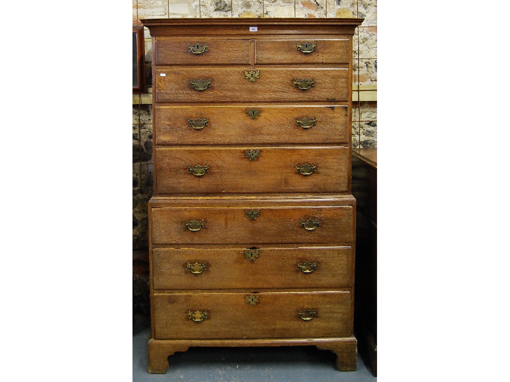 Appraisal: An th century oak chest on chest the two short