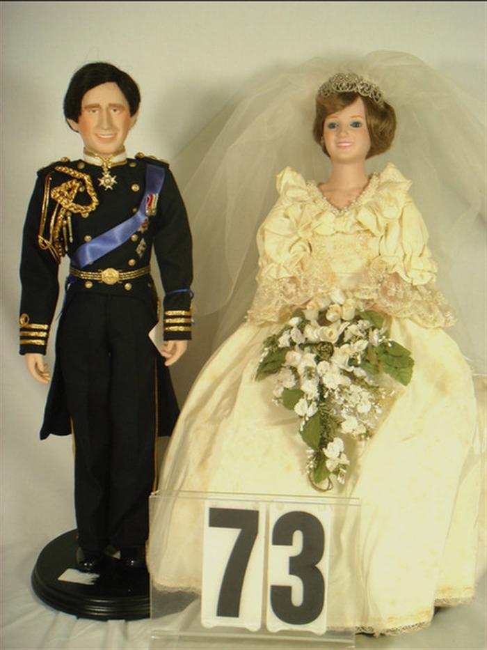 Appraisal: Danbury Mint Porcelain Charles and Diana Dolls all original inches