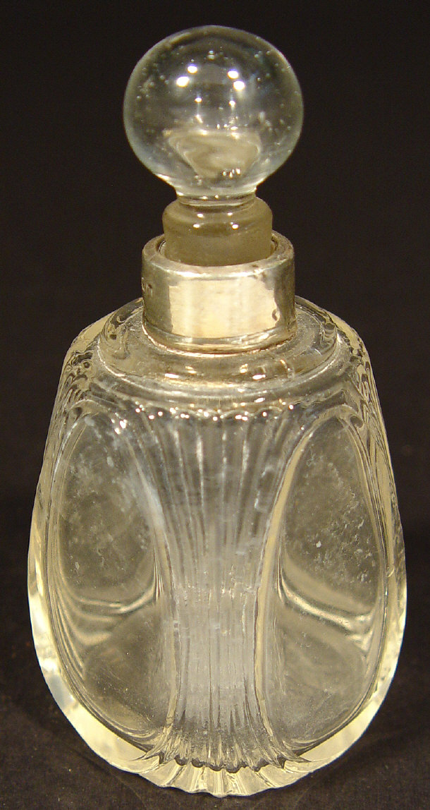 Appraisal: Silver collared cut glass scent bottle and stopper London cm