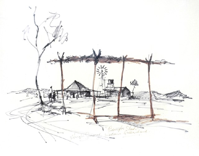 Appraisal: Hugh Sawrey - Bough Shed Western Queensland permanent marker signed