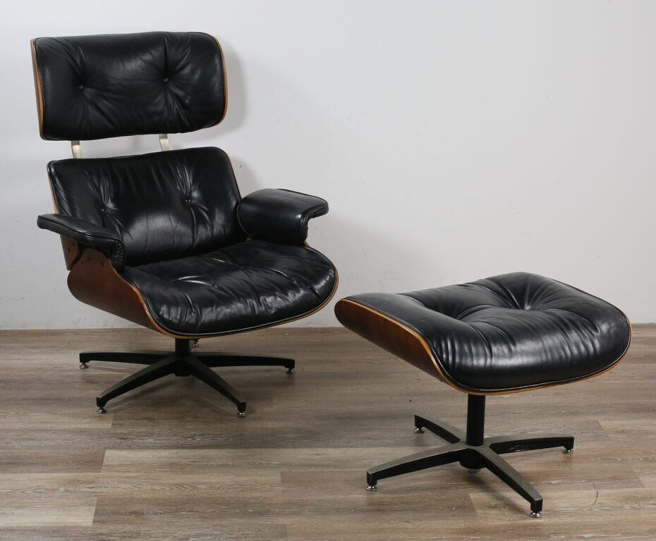 Appraisal: Mid century modern Eames style chair and ottoman American Late