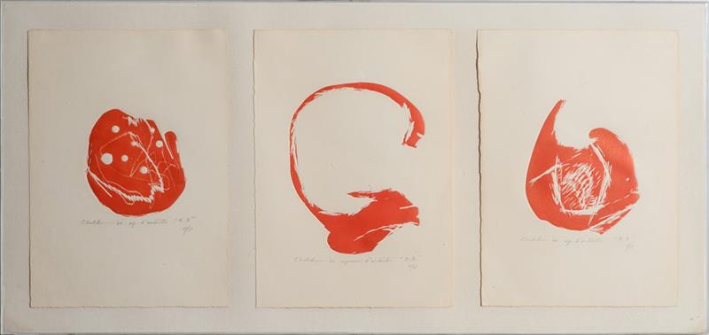 Appraisal: BERNARD CHILDS b UNTITLED Three aquatints in orange on Arches