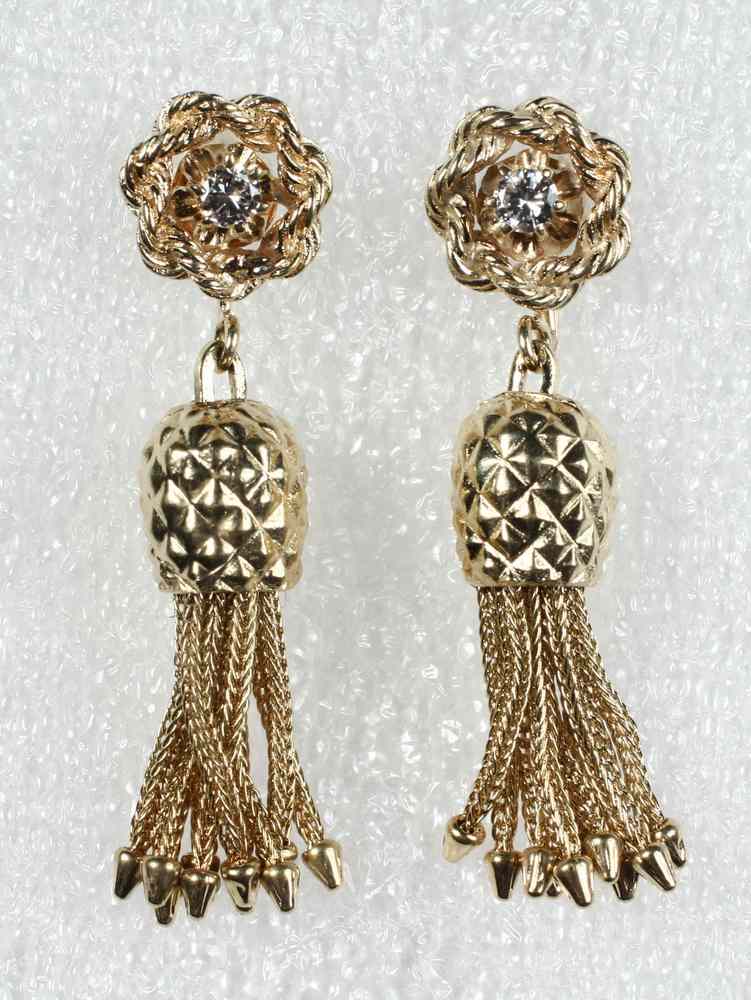 Appraisal: EARRINGS - Pair of K gold earrings with rope-twist tops