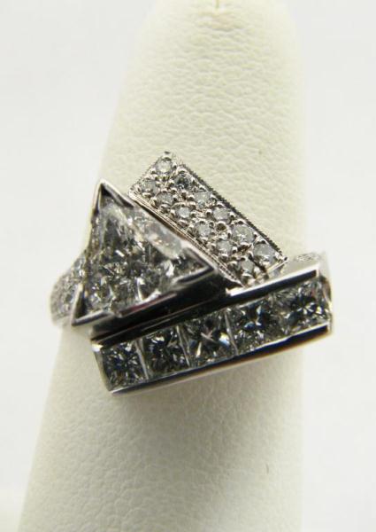 Appraisal: Lady's Custom K White Gold Geometric Design Diamond Ring with