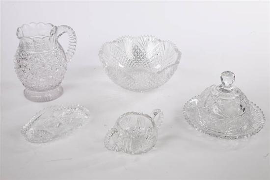 Appraisal: FIVE PIECES OF CUT GLASS A butter dish h A