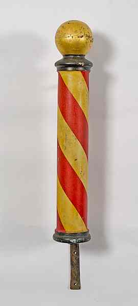 Appraisal: Primitive Painted Barber Pole American a painted barber pole with