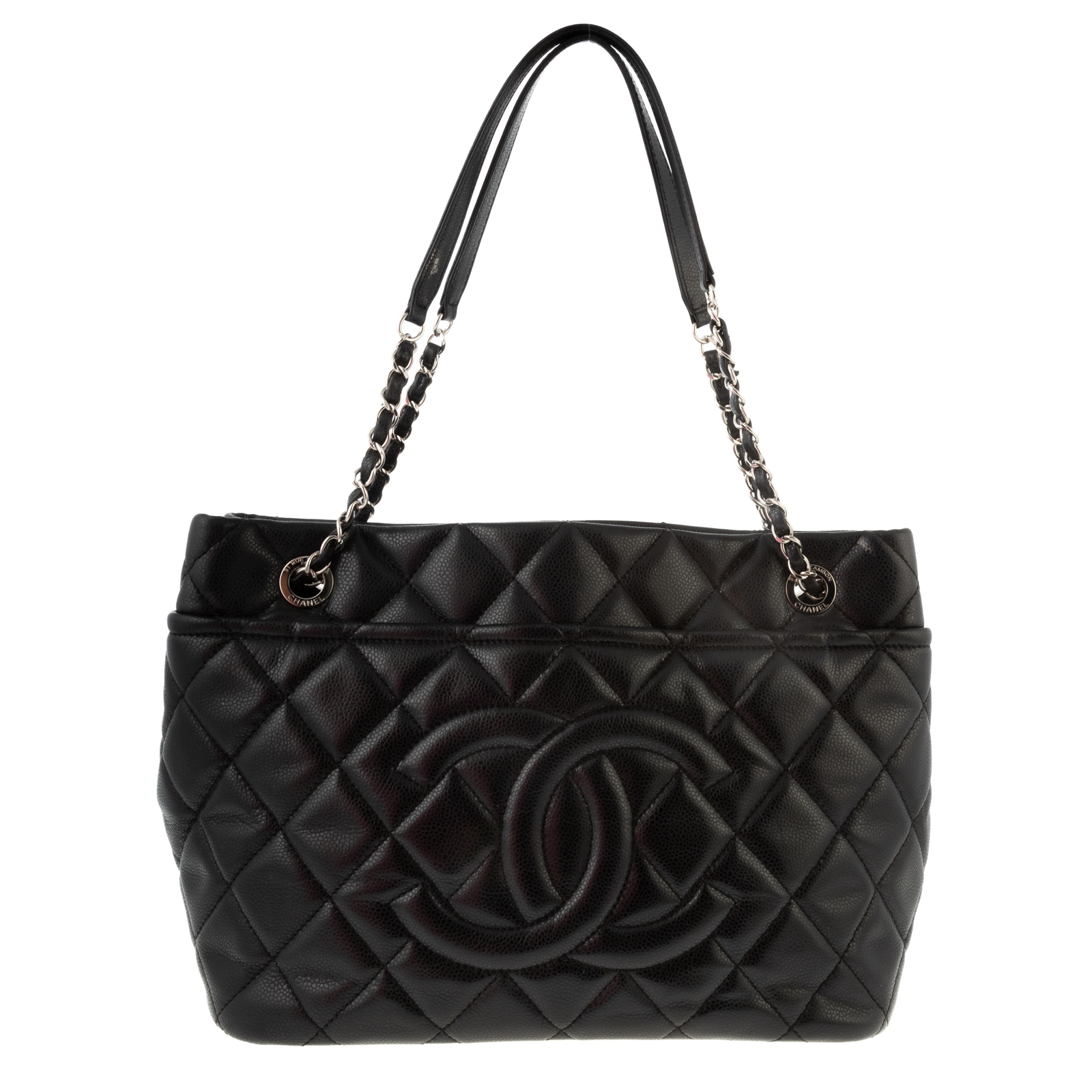 Appraisal: A CHANEL TIMELESS CC SOFT SHOPPER TOTE A black Caviar