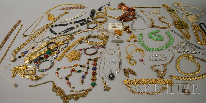 Appraisal: Large Group of Mostly Costume Jewelry including hardstone scarabs signed