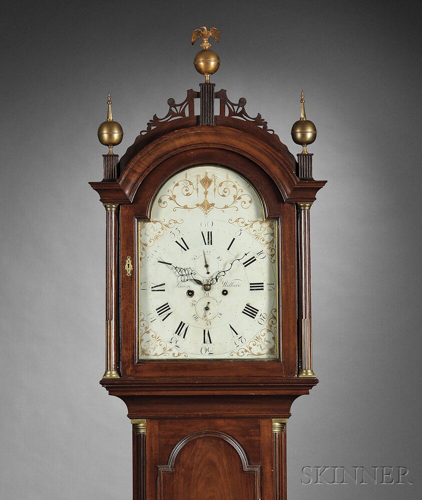 Appraisal: Simon Willard Eight-day Tall Clock Roxbury Massachusetts c fret top