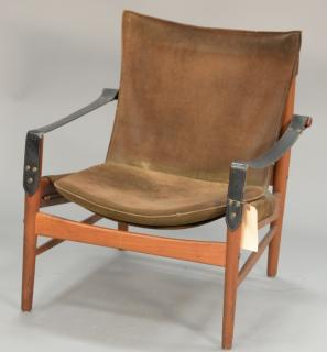 Appraisal: Swedish Safari chair by Hans Olsen Suede signed Mvis Amobler