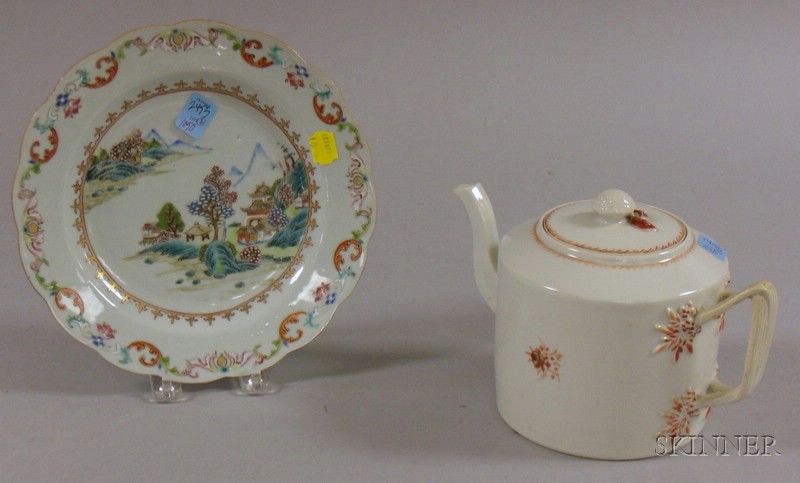 Appraisal: Chinese Export Porcelain Teapot and Plate