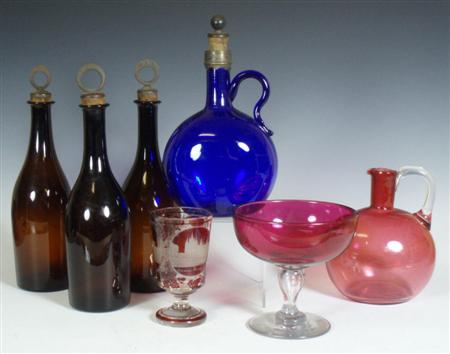 Appraisal: A group of th century and later decanters seven brown