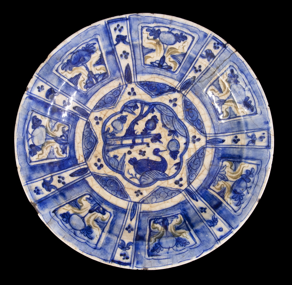 Appraisal: TH C CAUCASIAN KOUBATCHA CRACKLE GLAZE WHITE AND BLUE BOWL