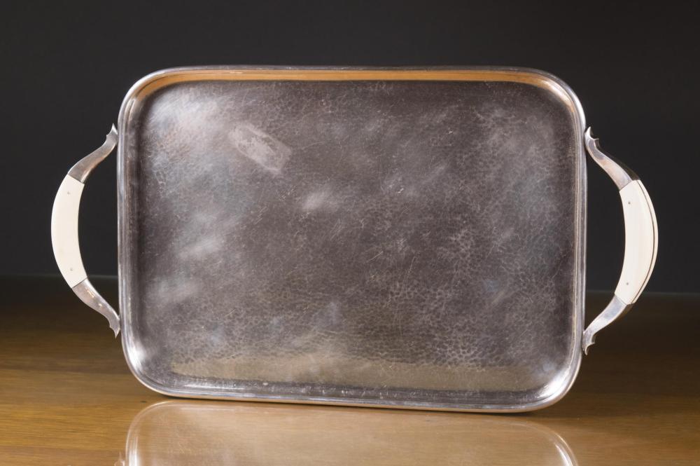 Appraisal: DANISH MODERNIST STERLING SILVER SERVING TRAY Dansk Guldsmede Handvaerk DGH