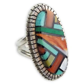 Appraisal: Vintage Sterling Silver Navajo Turquoise Coral Spiny Oyster Shell and