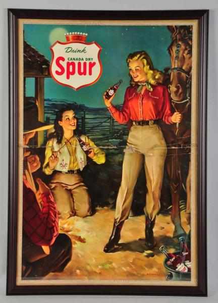 Appraisal: Cardboard Spur Cola Vertical Poster Framed under glass Wonderful artwork