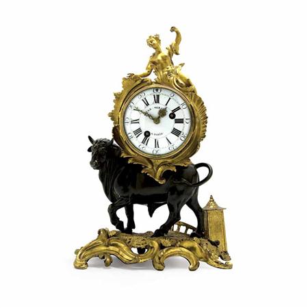 Appraisal: Louis XV Gilt and Patinated-Bronze Mantel Clock Estimate -