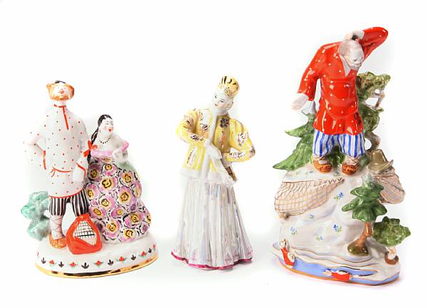 Appraisal: A group of five Russian porcelain figural groups height of