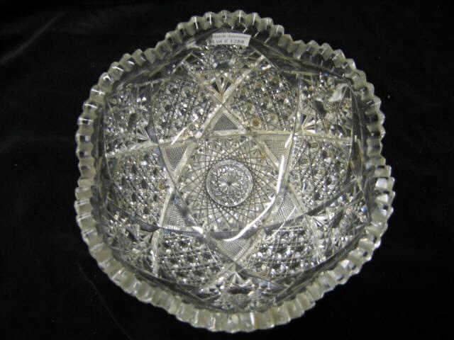 Appraisal: Brilliant Period Cut Glass Bowl overall starbust diamond cane design