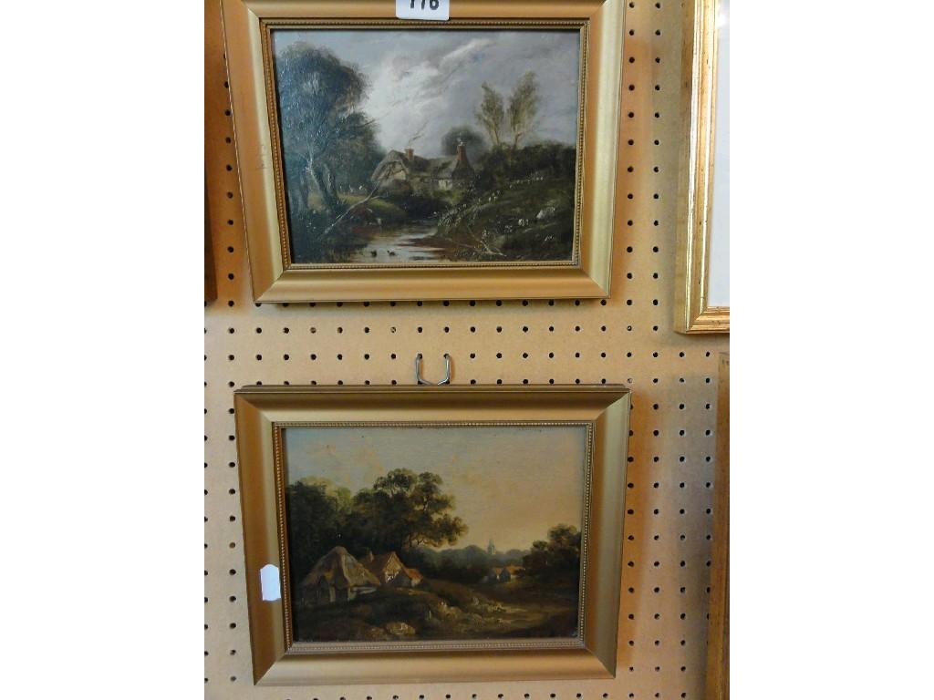 Appraisal: A pair of th century oil paintings on board of