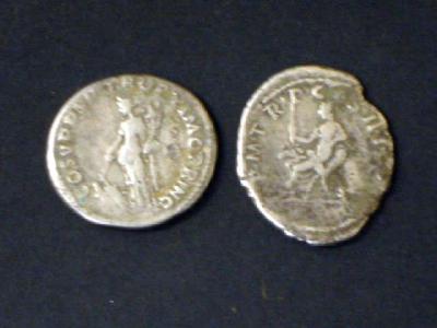 Appraisal: TWO TRAJAN DENARII with Fortuna and Justitia on reverse