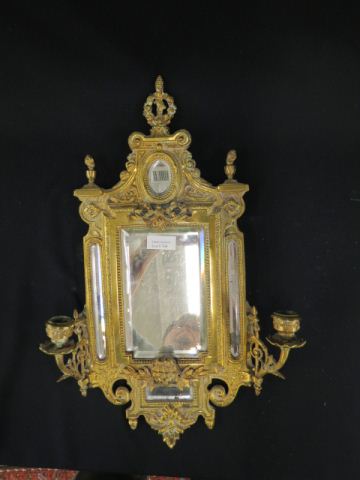 Appraisal: Ornate French Victorian Brass Wall Sconce with mirrors double light