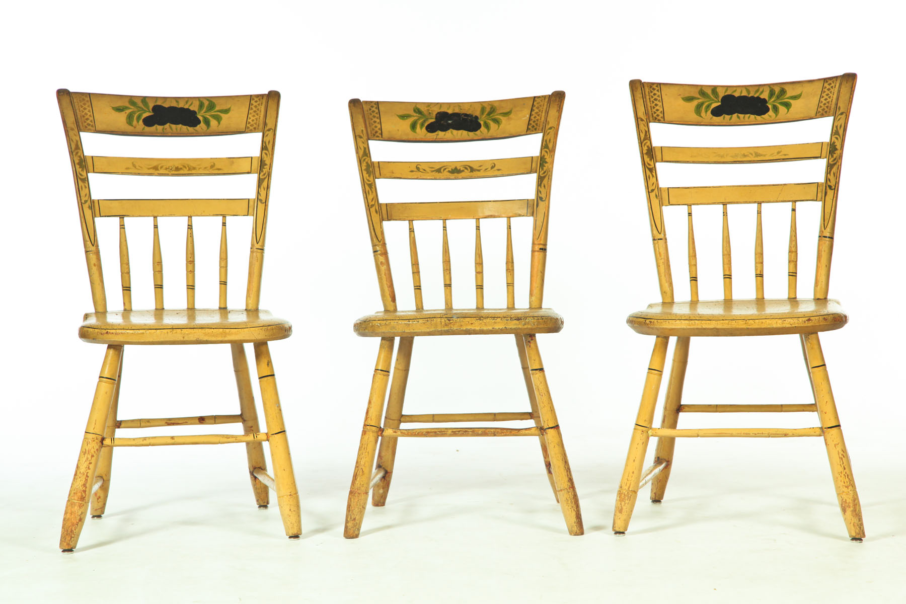 Appraisal: SET OF FIVE DECORATED CHAIRS American nd quarter- th century