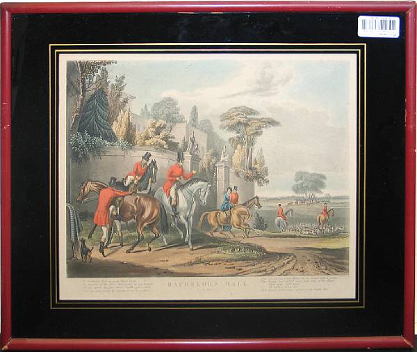 Appraisal: A set of six framed English hunting prints Bachelor's Hall