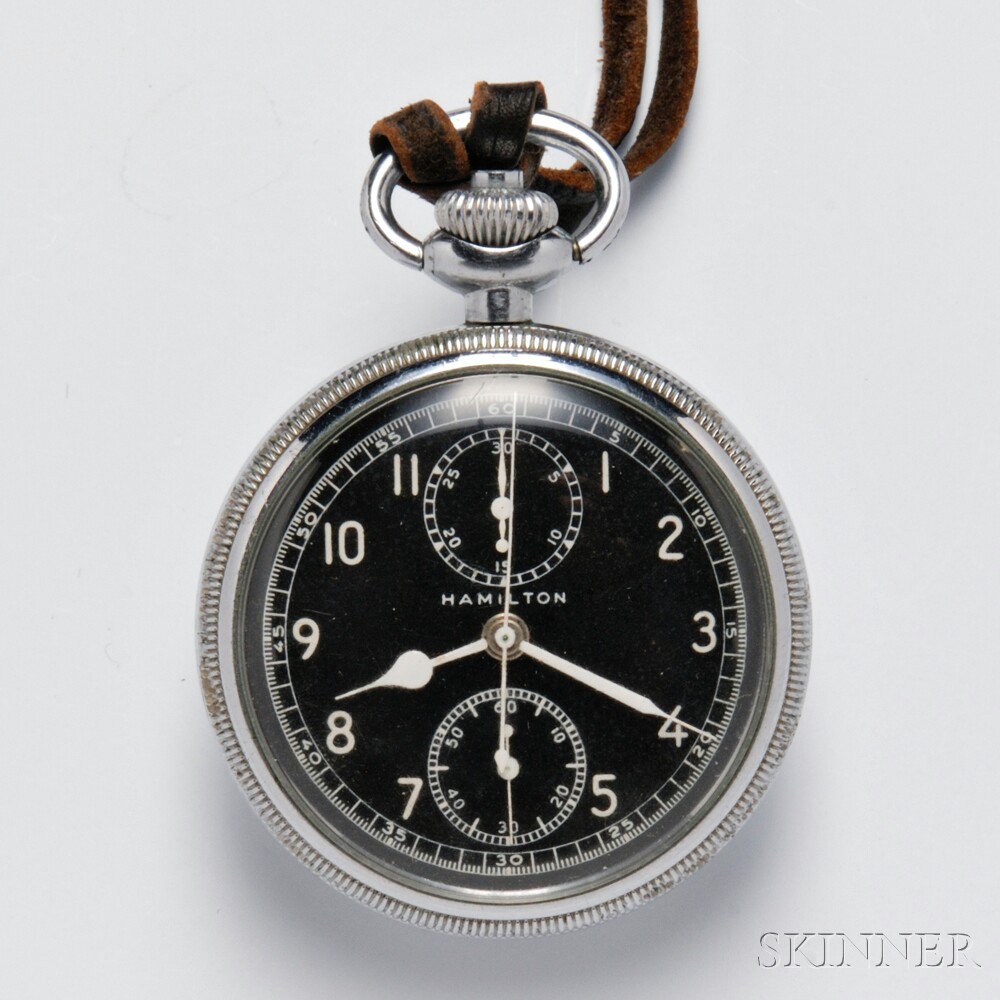 Appraisal: WWII Hamilton Type Navigational Stopwatch Lancaster Pennsylvania c black Arabic