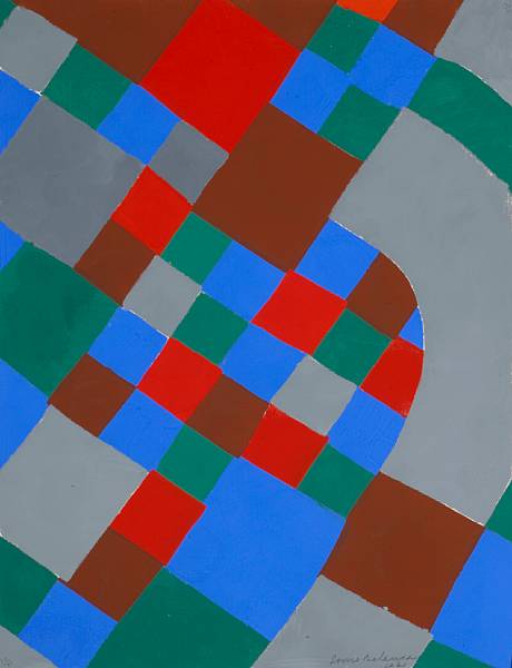 Appraisal: Sonia Delaunay French - Untitled Blue Red Grey Brown Green