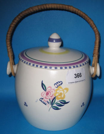 Appraisal: Poole Pottery Biscuit Barrel decorated with cream flowers on Cream