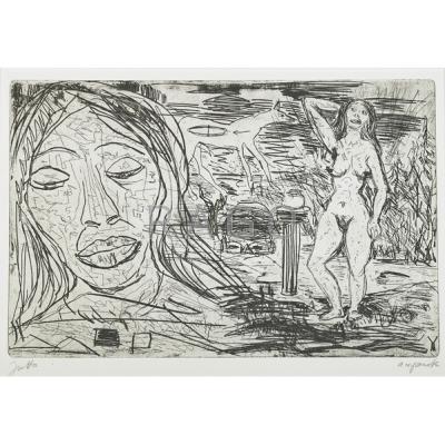 Appraisal: A R Penck German b Jutta Dry point and etching