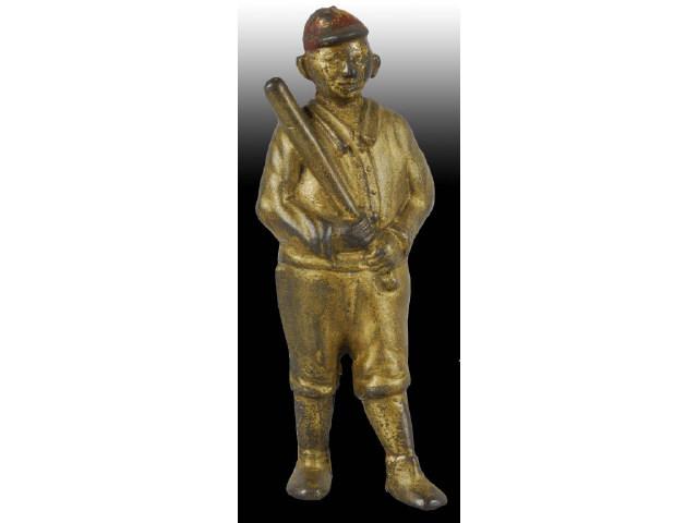 Appraisal: Cast Iron Baseball Player Still Bank Description Made by AC