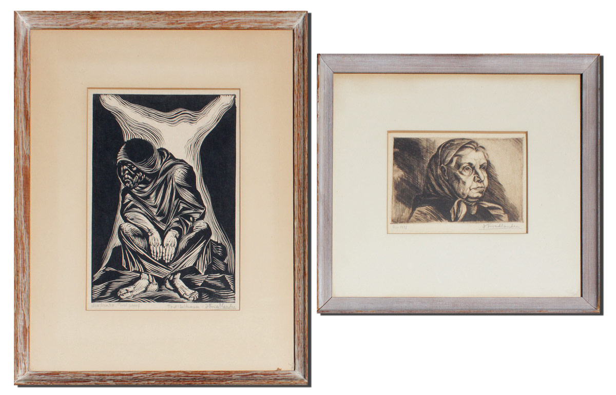 Appraisal: FRIEDLANDER Isaac American - Two Prints to include Cloaked Bearded