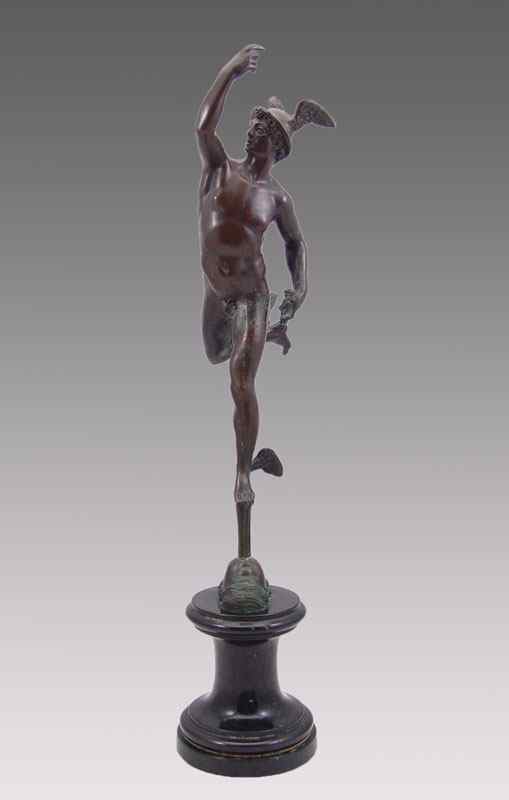 Appraisal: PATINATED BROWN BRONZE OF MERCURY RUNNING AFTER GIAMBOLOGNA ''h ''h