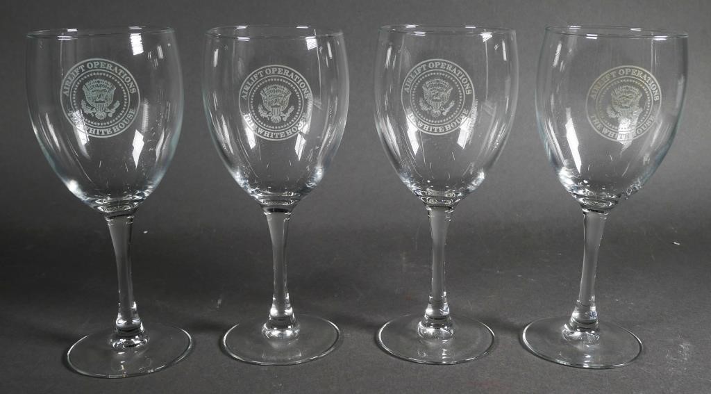 Appraisal: Set of four wine stems with etched Airlift Operations The