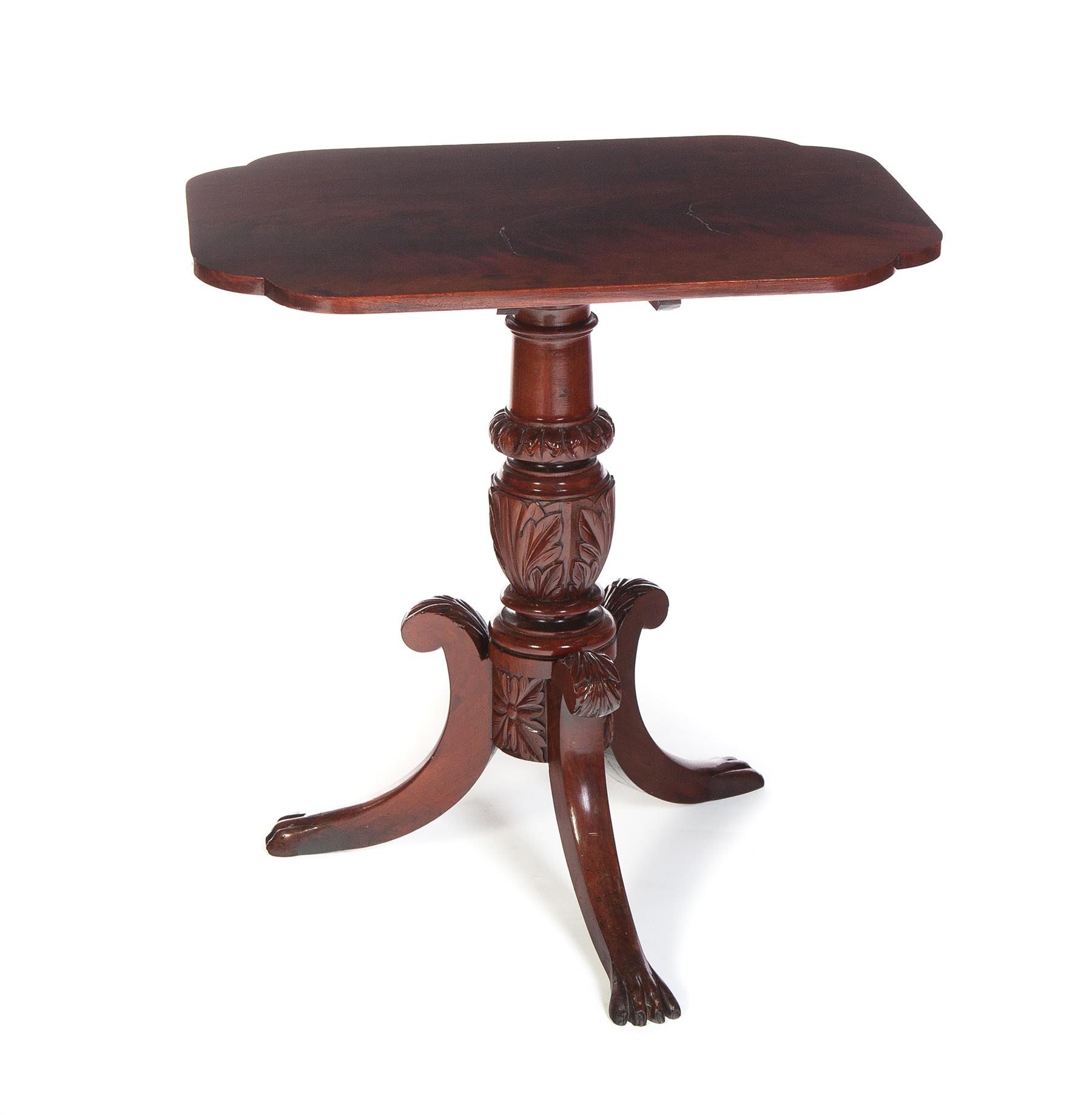 Appraisal: EMPIRE HEAVILY CARVED TILT TOP TEA TABLE American nd quarter-