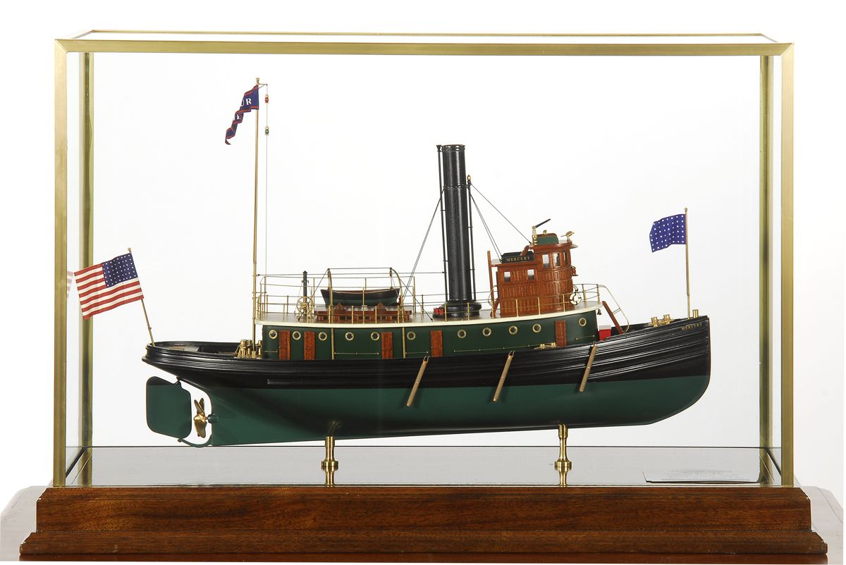 Appraisal: CASED MODEL OF THE STEAM TUGBOAT MERCURYPainted black above water