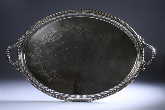 Appraisal: LARGE JAMES DIXON SON SILVER PLATED TWO-HANDLE SEWING TRAY mid-