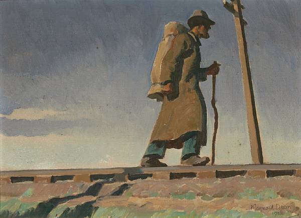 Appraisal: Maynard Dixon - Homeless Man Study for 'Destination Unknown' signed