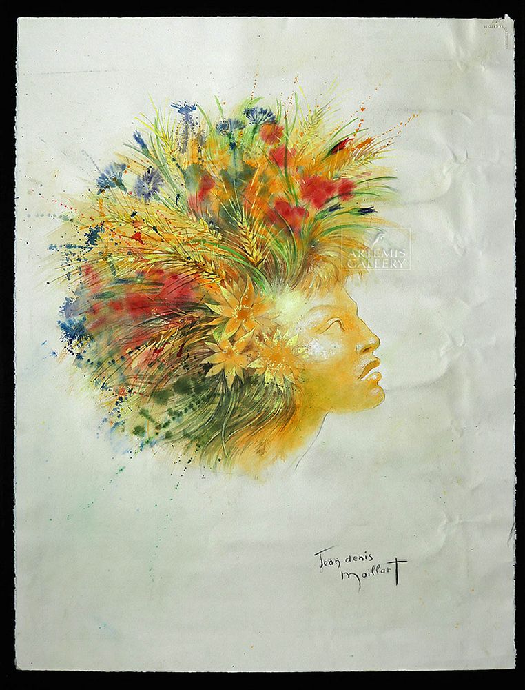 Appraisal: Signed Maillart Mixed Media Female w Flowers Originally Listed At