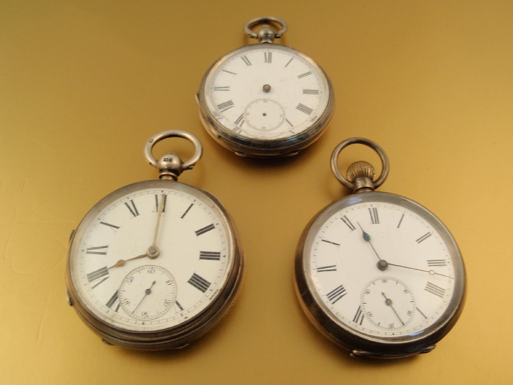 Appraisal: Three silver open faced pocket watches one without hands