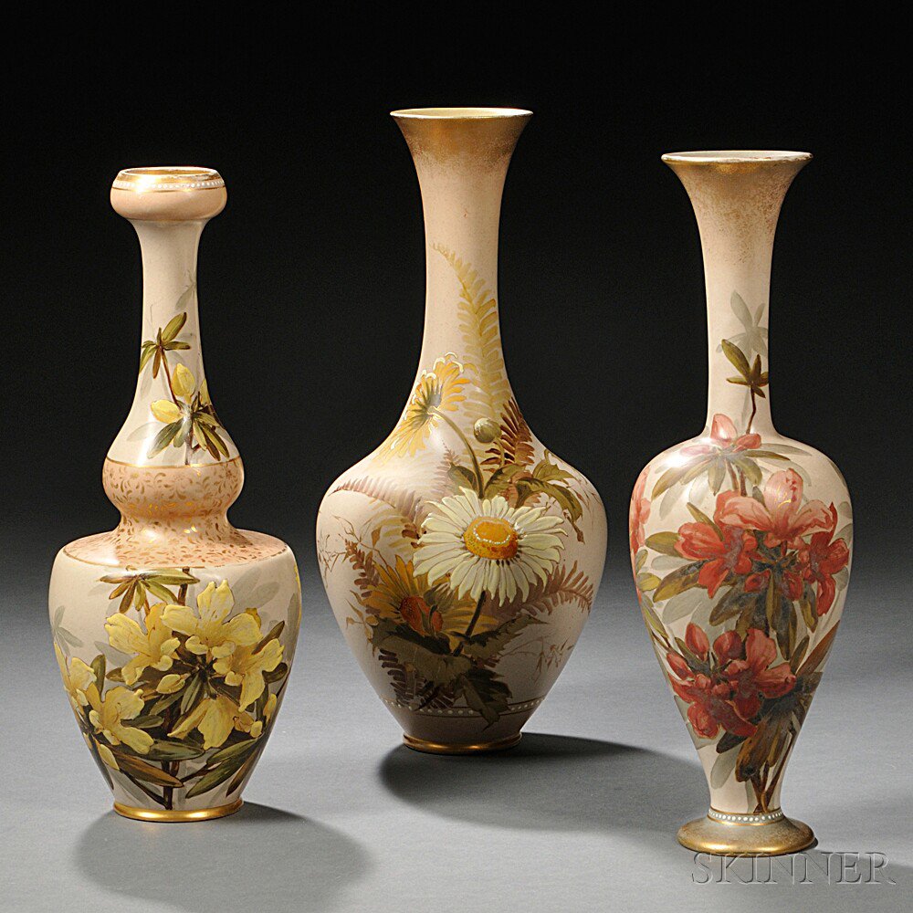 Appraisal: Three Doulton Lambeth Carrara Vases England late th century each