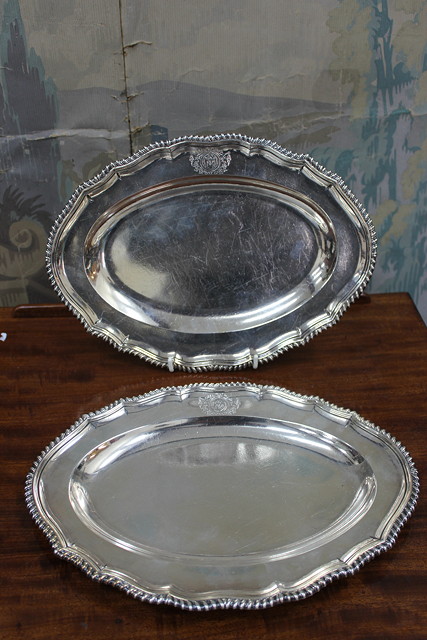 Appraisal: A PAIR OF GEORGE III SILVER OVAL SERVING DISHES on