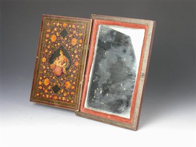 Appraisal: A th century painted Persian frame decorated a bird butterfly