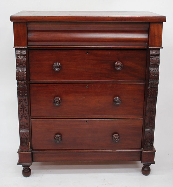 Appraisal: A VICTORIAN MAHOGANY NORTH COUNTRY CHEST OF DRAWERS with shaped